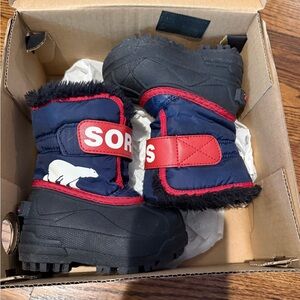 Sorel Toddler Snow Boots - Dark Blue and Bright Red